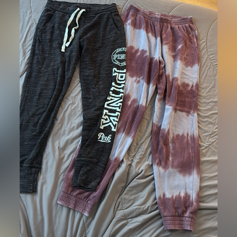 PINK women’s Victoria's Secret Sweatpants - Black and Purple Tie-Dye